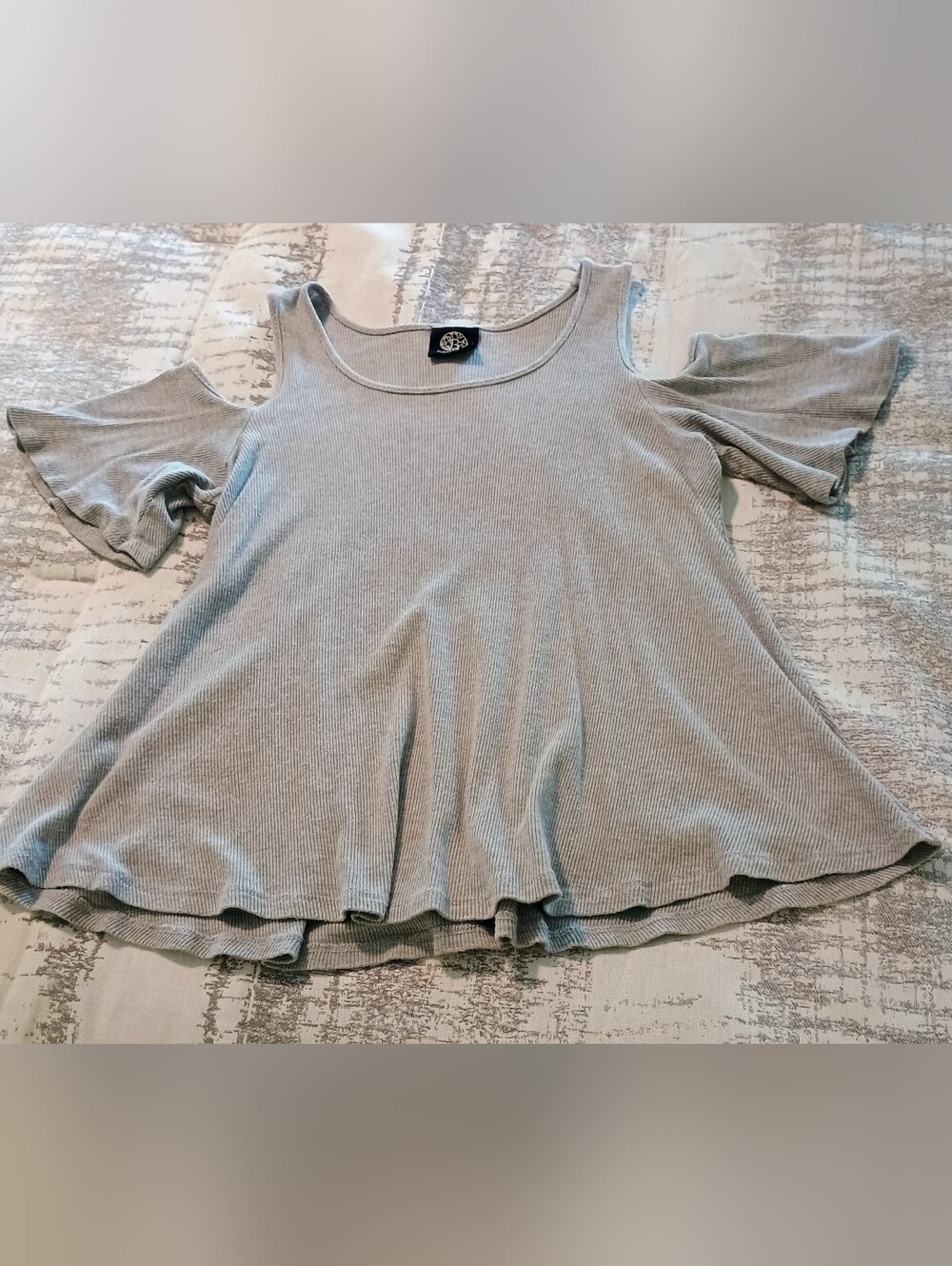 Light Gray Cold-Shoulder Flowy Tunic